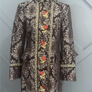 Kenzie Brown Floral Embroidered Blazer